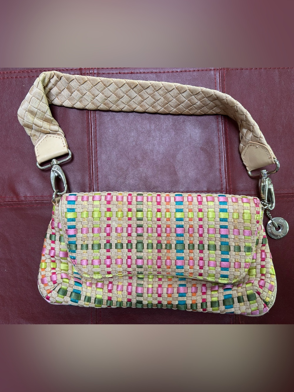 THE SAC Woven Multicolor Shoulder Bag - Beige Strap snaps on/off becomes  clutch
